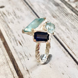 Aquamarine and Kyanite cocktail Ring