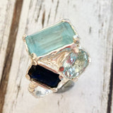 Aquamarine and Kyanite cocktail Ring