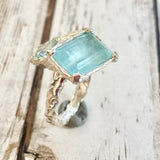 Aquamarine and Kyanite cocktail Ring