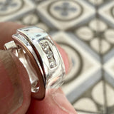 Silver and cz huggie hoops