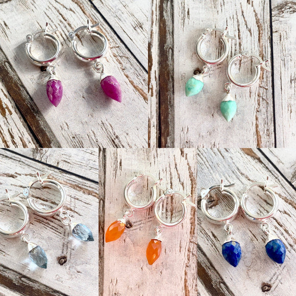 Gemstone Hoop Earrings