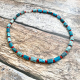 Matte Apatite and Coral Necklace