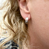Silver and cz huggie hoops