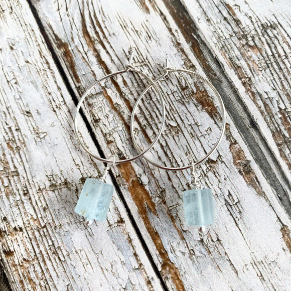Raw Aquamarine Earrings