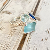 Aquamarine and Kyanite cocktail Ring