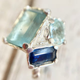 Aquamarine and Kyanite cocktail Ring