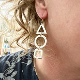 Geometric silver earrings