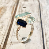 Aquamarine and Kyanite cocktail Ring