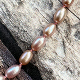 Pearl Necklace with Rhodochrosite Pendant