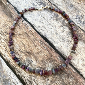 Rough Ruby and Sapphire Necklace