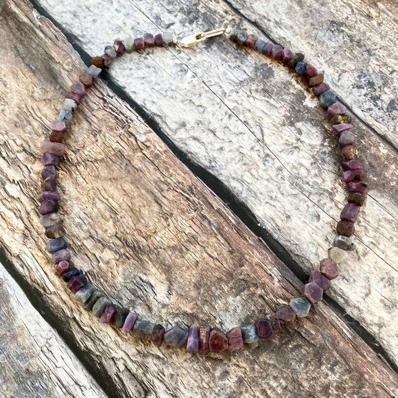 Rough Ruby and Sapphire Necklace