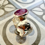 Sapphire Organic Engraved Ring
