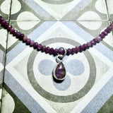 Rubellite Tourmaline necklace with a pear shaped tourmaline drop