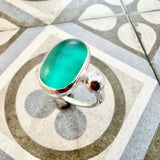 Sea Glass Ring with granulation