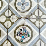 Multicoloured gemstone confetti pendant