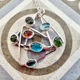 Multicoloured gemstone confetti pendant
