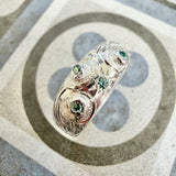 Moissanite Engraved Hollow Bomb Ring