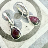 Pear shaped tourmaline drop hoops