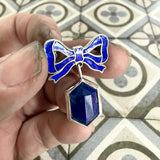 Vintage Enamel bow brooch with Lapis Lazuli