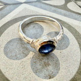 Sapphire Engraved Ring