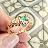 Emerald and Moissanite Engagement Ring in 9ct gold