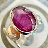 Sapphire Organic Engraved Ring