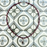 Rubellite Tourmaline necklace with a pear shaped tourmaline drop