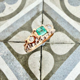 Emerald and Moissanite Engagement Ring in 9ct gold