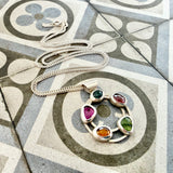 Multicoloured gemstone confetti pendant