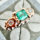 Emerald and Moissanite Engagement Ring in 9ct gold