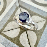 Sapphire Engraved Ring