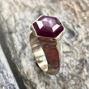 Hexagonal Sapphire Ring