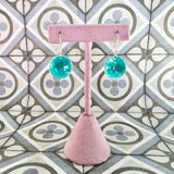 Green Enamel Disc Earrings