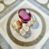 Sapphire Organic Engraved Ring