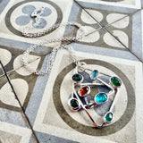 Multicoloured gemstone confetti pendant