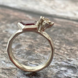 Geometric Ruby Floral Chunky Ring
