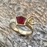 Geometric Ruby Floral Chunky Ring