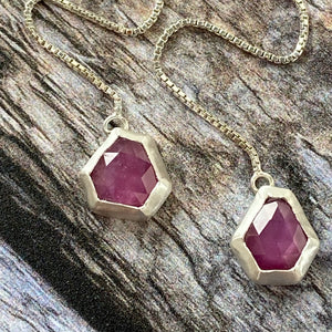 silver pink sapphire earrings