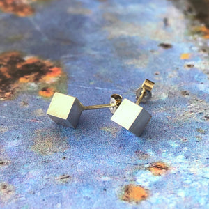 Cube silver studs