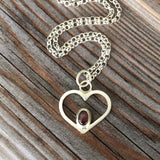 Silver heart and tourmaline pendant
