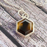 silver hexagonal Montana agate pendant 
