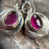 Recycled Silver Garnet Drop Earrings