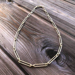 silver trombone link necklace 
