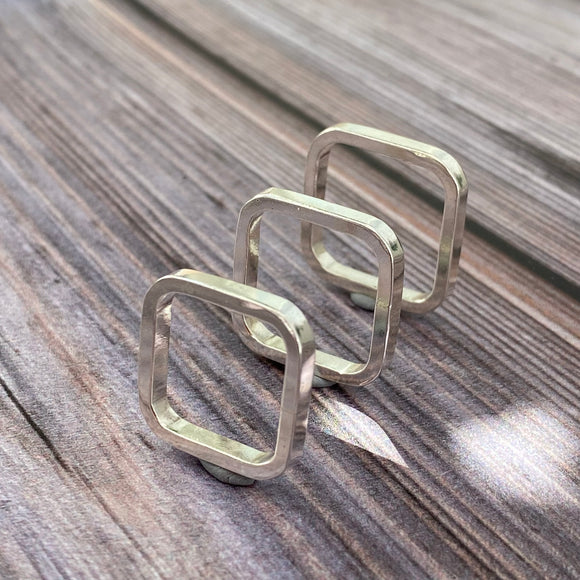 silver square ring