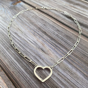 heart shaped paperclip chain necklace