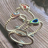 silver fordite rings