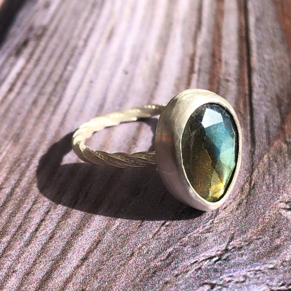 silver labradorite ring