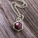 Hexagonal Ruby Necklace