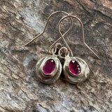 Recycled Silver Garnet Drop Earrings