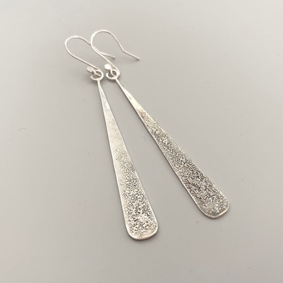 silver textured drop earrings